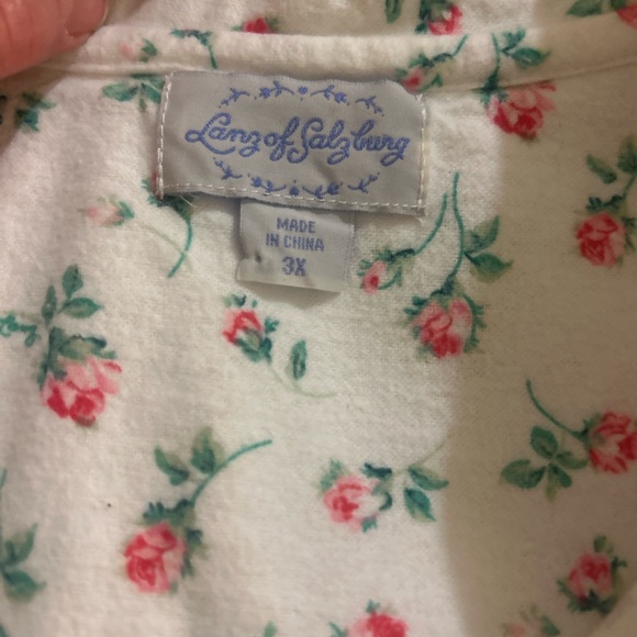 Lanz of Salzburg  Cotton Flannel Nightgown 3X Pink Rose Cottagecore Prairie - Picture 8 of 10
